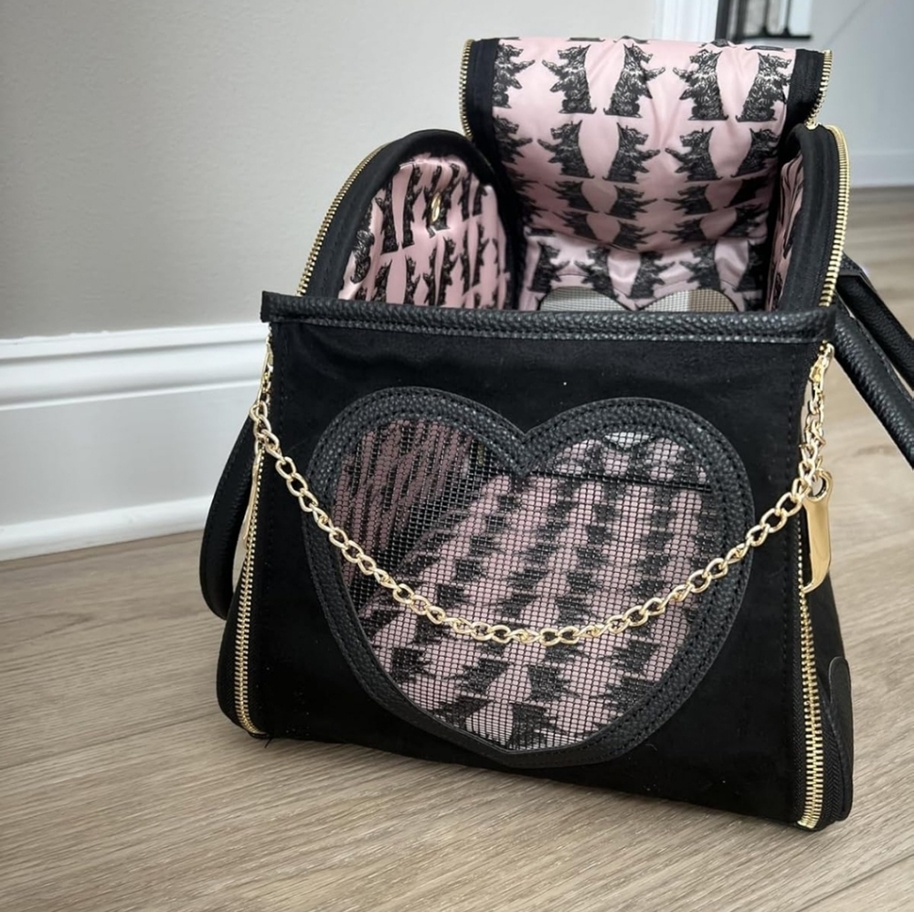 NWT Juicy Couture Pet Carrier Black & Pink Travel Bag for Small Dog & Cat